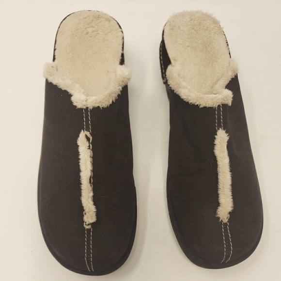 Hush Puppies Suede Faux Fur Clog Slippers - Picture 1 of 12